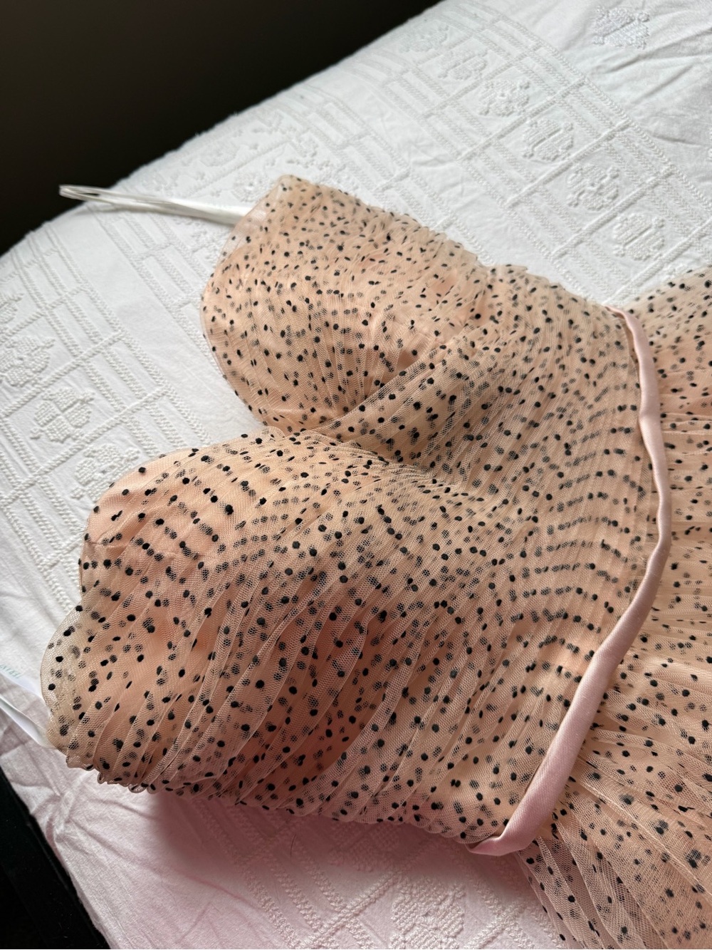 Terani Couture Blush Pink Sheer Polka Dot Bandeau